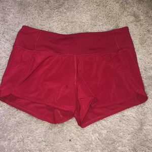 Red lululemon speed shorts size 8